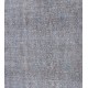 Grey Handmade Vintage Overdyed Turkish Carpet